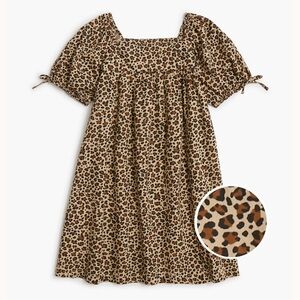 J. Crew Girls' leopard puff-sleeve dress
